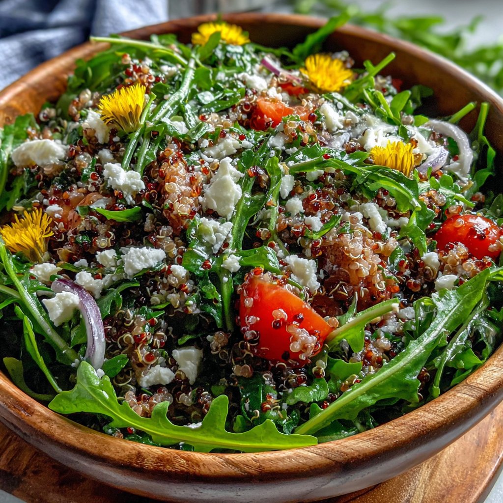 Quick Dandelion Quinoa Salad