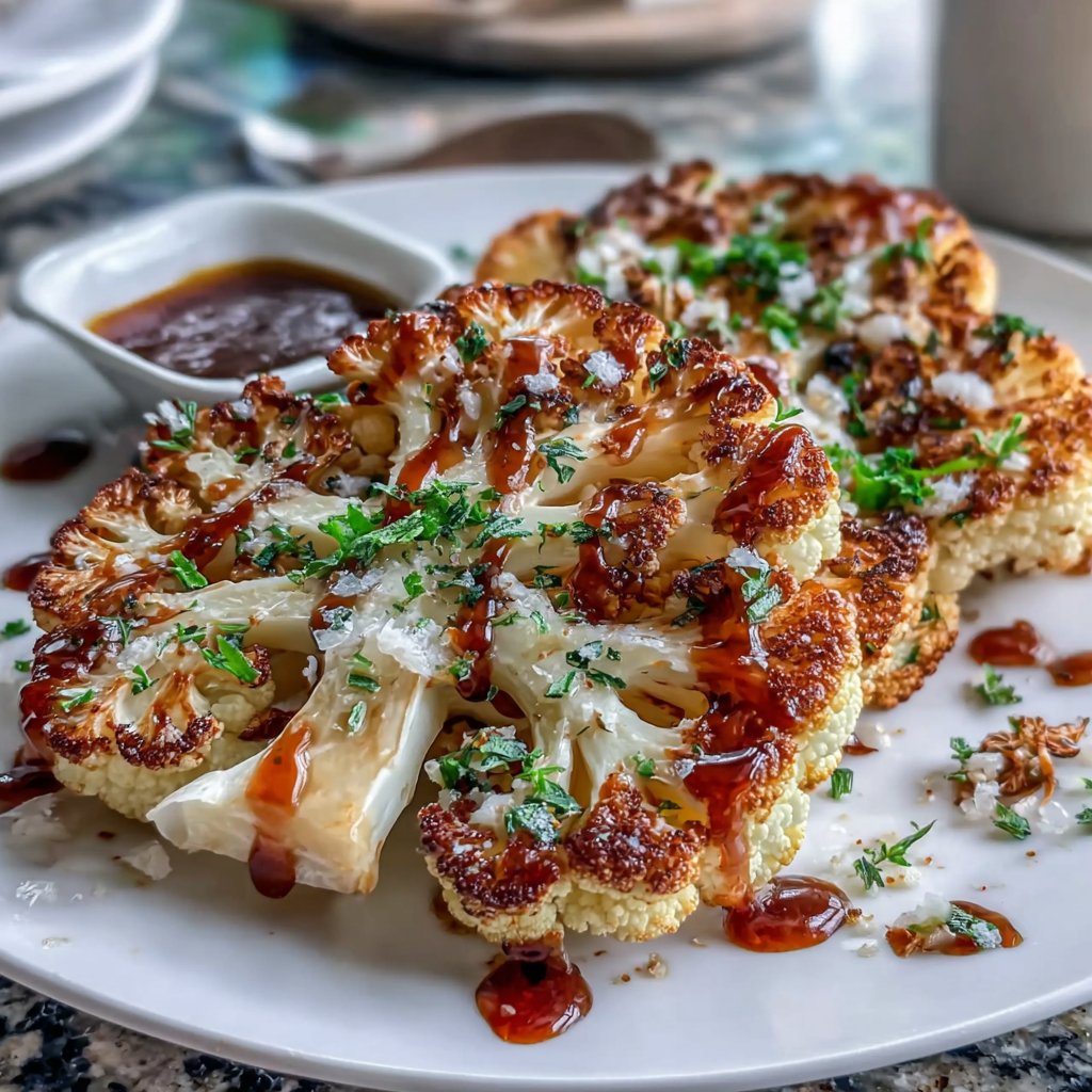 Roasted Cauliflower Steaks with Tahini-Maple
