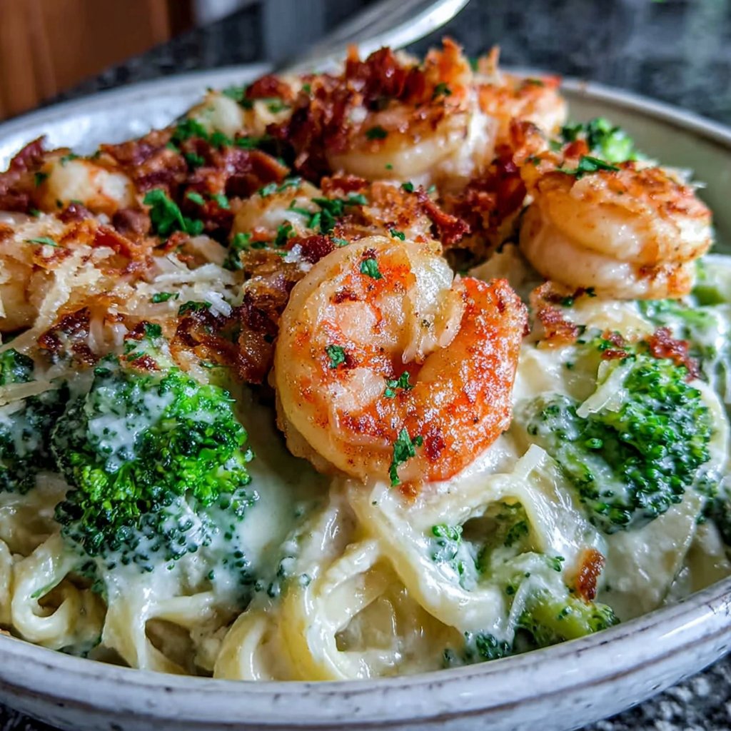 Shrimp Broccoli Alfredo Bowl