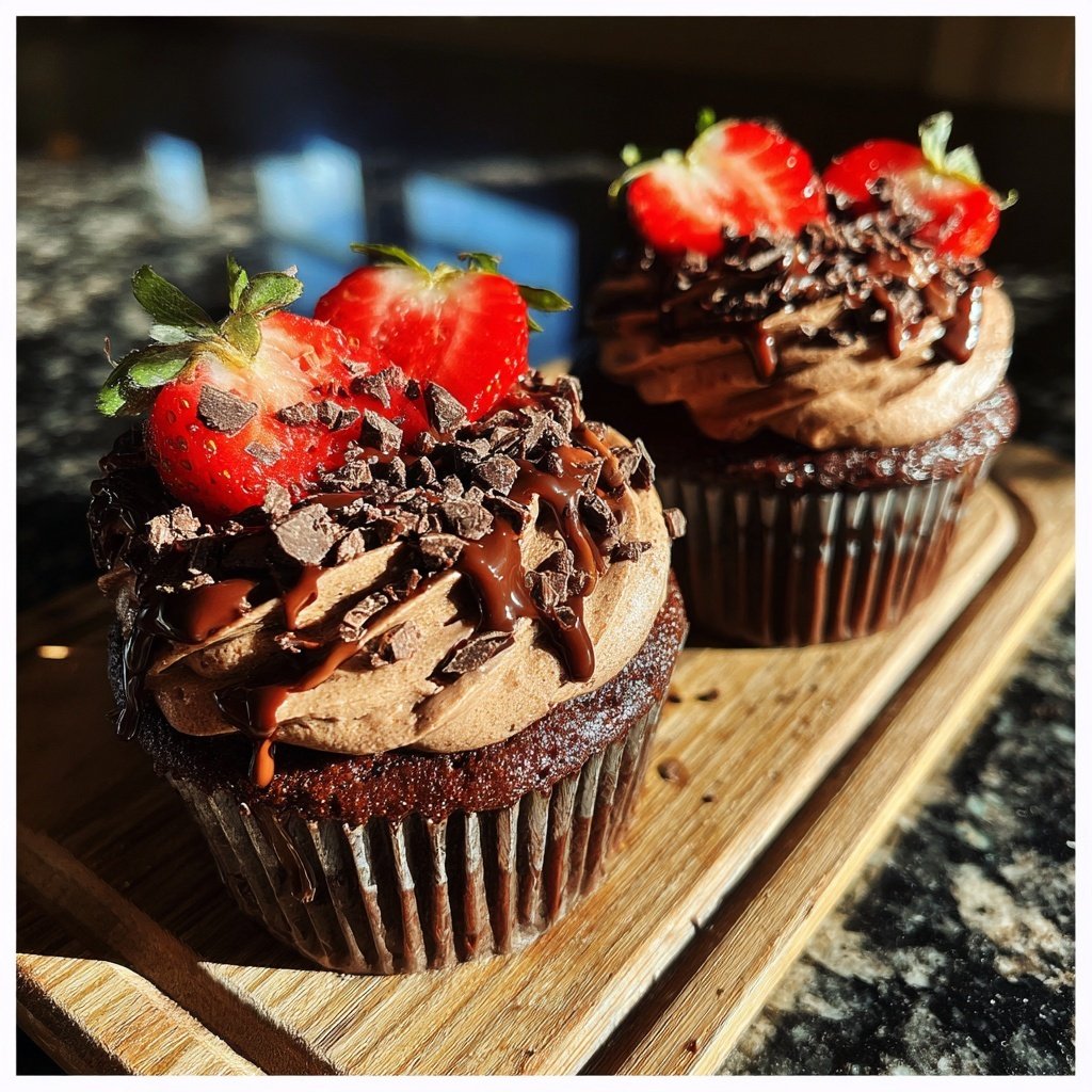 Double Chocolate Strawberry Cupcakes