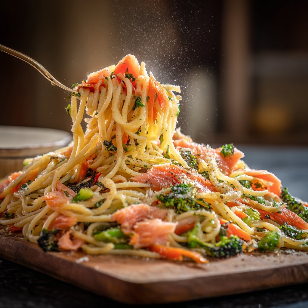 Pasta Primavera with Smoked Salmon